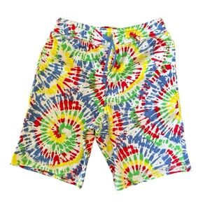 Land’s End Rainbow Burst Tie Dye French Terry Shorts Boys Size L 10-12 NWOT